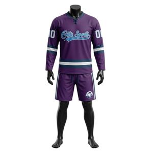 Conjunto de Jersey y Pantalones Cortos Deportivos Sublimados en Morado para Hombre, Cuello en V, Rayas, Poliéster, Uniforme Deportivo, Ropa de Entrenamiento, Ropa Deportiva para Equipos - Product Image 1