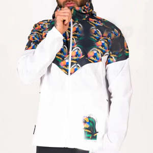 เสื้อแจ็คเก็ตผู้ชายแบบมีฮู้ดสีขาว คอตั้ง ผ้าแคนวาสบาง ตัดต่อสีสัน สไตล์ลำลอง สำหรับวิ่ง ป้องกันลม แห้งเร็ว ขายส่งแบบใหม่ - Product Image 3