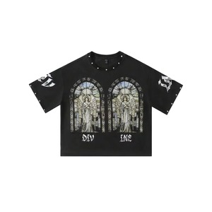 เสื้อยืดผู้ชายผ้าฝ้ายเฟรนช์เทอร์รี่คุณภาพสูง 100% หนัก 300gsm พิมพ์ลายดิจิตอลตามสั่ง ทรงโอเวอร์ไซส์ ไหล่ตก ประดับด้วยคริสตัล DTG - Product Image 1