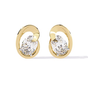 Boucles d'oreilles clous ovales de qualité supérieure, 0,70 carat chacune, en or massif 14 carats, bijoux de mode pour femmes, design de bijoux en diamant de laboratoire. - Product Image 1