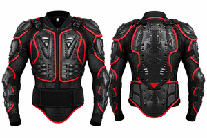 Combinaison de course moto unisexe Guruna rouge, blanc et bleu à manches longues en polyester, séchage rapide, respirante, avec blocs de couleur sur le devant pour le motocross - Product Image 3