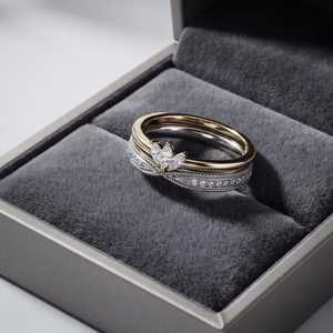 Art Deco Lab Grown Marquise Cut Diamond Crown Dual Band Ring For Women 10K Solid Gold <b>Surprise</b> Party Proposal Gift Her - Product Image 2
