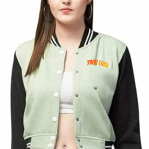 Veste universitaire pour femmes de haute qualité, surdimensionnée, avec broderie personnalisée, veste bomber tendance, style universitaire, vente en gros - Product Image 5