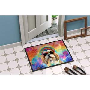 พรมเช็ดเท้า hippie dawg ของ Shih Tzu hippie dawg พรมเช็ดเท้ากันลื่นขนาด24ชม. X 36วัตต์สำหรับประตูหน้าบ้าน - Product Image 4