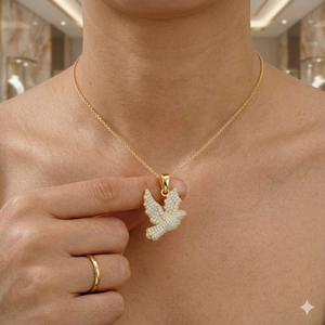 Collar con Colgante de Paloma Personalizado en Plata 925 Chapada en Oro, con Incrustaciones de Circonitas Naturales de Corte Brillante, Joyería Fina de Lujo, Regalo - Product Image 2