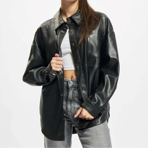 Wholesale Full Sleeves <b>Women's</b> Pu <b>Leather</b> Shirts Premium Real <b>Leather</b> Shirt Manufacturer Windproof Oem <b>Woman</b> Shirts - Product Image 1