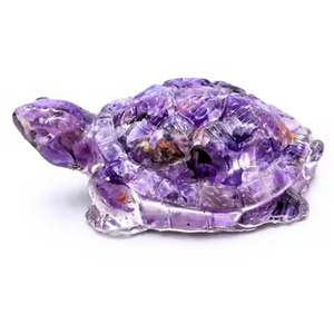 Figurine de tortue sculptée en améthyste, décoration d'intérieur en cristal, ornement de collection - Product Image 1