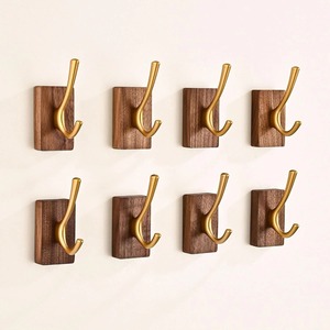 Perchero de pared de madera con 4 ganchos, estilo rústico, instalación con taladro, para ropa, diseño que ahorra espacio - Product Image 2