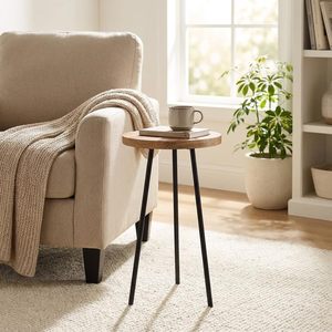 โต๊ะข้างโบราณแบบดั้งเดิม ทำจากโลหะและไม้แข็งแรง ทนทาน ใช้งานได้หลากหลาย เหมาะสำหรับใช้ภายในบ้าน ห้องนั่งเล่น โต๊ะกาแฟ สำหรับบ้านและสำนักงาน - Product Image 6