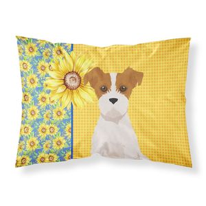 Verano girasoles ilustraciones decorativas funda de almohada marrón blanco Wirehair Jack Russell Terrier ligero Super suave fácil cuidado - Product Image 1