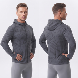 Veste à capuche imprimée pour homme, coupe ajustée, respirante, pour entraînement de yoga, vêtements de fitness, sweat à capuche zippé de compression - Product Image 1