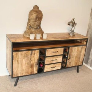 Armoire de rangement artisanale en bois de manguier avec pieds en métal |   Vente en gros - Product Image 3