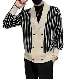 Men's Cotton Anti-Pilling Crew Double Breasted Long Sleeve Autumn Knitted <b>Cardigan</b> <b>Sweater</b> - Product Image 6