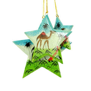 Adorno personalizado de madera pintado a mano con forma de estrella, adorno de Navidad para árbol de Navidad, colgante de estrella, adornos, la mejor decoración, venta al por mayor - Product Image 1