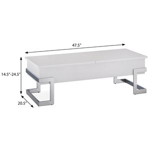 Tavolino da Caffè con Piano Sollevabile Bianco Lucido e Cromato - Product Image 6