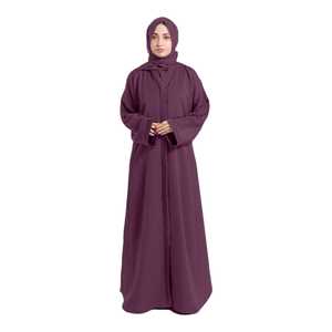 Ensemble Abaya Islamique Modeste Ouverte Longue Manches en Georgette et Mousseline, Robe de l'Aïd pour Femme, Usage Quotidien - Product Image 1