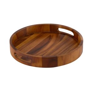 Elegante bandeja de madera para servir, construcción duradera con asas resistentes, perfecta para servir café, té, bocadillos, comidas, uso en la cocina. - Product Image 3