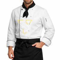 Vêtements de cuisine pour restaurant et hôtel, uniforme de chef en coton/polyester, vente en gros OEM, manches longues réglables, pour hommes cuisiniers