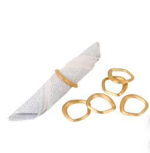 Modern Gold Metal Napkin Rings Set of 6 Handmade Decorative Tableware Accessories - Product Image 1