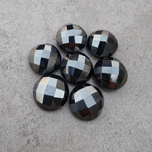 Pierre précieuse naturelle hématite AAA+ taillée en losange, ronde, calibrée, à dos plat, pour la fabrication de bijoux - Product Image 3