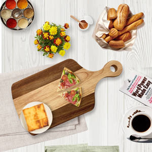 Planche à découper en bois massif avec poignée, 1,5 cm d'épaisseur, rectangulaire, passe au lave-vaisselle, pour viande, fromage, légumes, fruits, usage en cuisine - Product Image 5