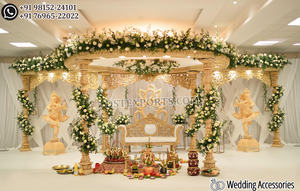 Mandap de diseñador tradicional para bodas del Sur Grand Gold Indian Mandap Decor Tradicional y Grand South Indian Mandap Australia - Product Image 6