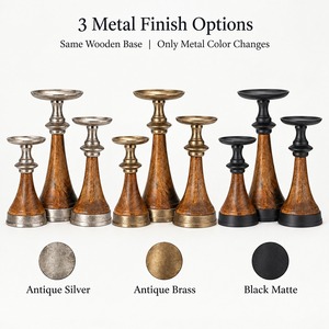 Wooden <b>Candle</b> Holder Set 3 Pcs Rustic Table Décor Round Home Decoration - Product Image 2