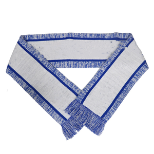 Ensemble bonnet et écharpe à franges Zeta Phi Beta, tricoté à la main, bleu et blanc, motif géométrique, style artisanal, pour la sororité et l'école - Product Image 2