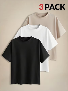 Men's Short Sleeve T-Shirt - Round Neck Loose Short Sleeve T-Shirt Set Breathable Skin-Friendly Special Material Oversized Fit U - Product Image 3