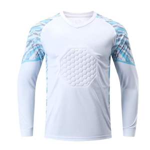 Men Long Sleeve Soccer Goalkeeper Jersey V-<b>neck</b> <b>Padded</b> Geometric Print Polyester Regular Fit Adult All Seasons - Product Image 2