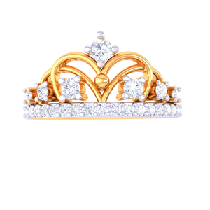 Bague élégante en or avec design couronne et diamant taille ronde pour anniversaire royal et bijoux de mariage - Product Image 6