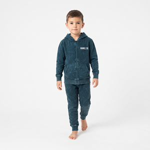 Conjunto de sudadera con capucha y cremallera completa de forro polar grueso con lavado ácido para niños, chándal de algodón de invierno con logo personalizado, ropa casual unisex, chándal de invierno - Product Image 4