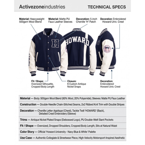 Veste universitaire personnalisée 500GSM en laine avec manches en cuir PU, coupe oversize, style Letterman Motorsport, pour homme, vente en gros OEM - Product Image 5