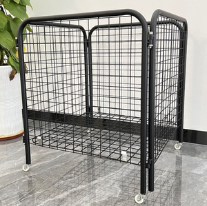 Cesta de almacenamiento plegable de malla metálica resistente, color negro, para pantalones, ropa, etc., con ruedas, para exhibición en supermercados y tiendas minoristas. - Product Image 5