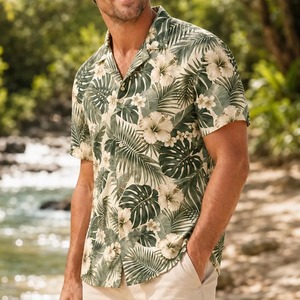 Chemises à manches courtes pour hommes, style décontracté, imprimé hawaïen, pour la plage - Product Image 6
