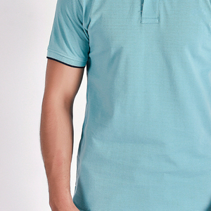 Men's Light Blue <b>Half</b> Sleeve Jersey <b>Button</b> Solid Color Casual Breathable Knitted 100% Cotton Quick Dry Regular Fit <b>Shirt</b> - Product Image 4