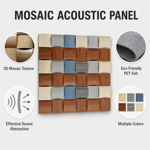 Pannello Acustico Quadrato <span class=keywords><strong>a</strong></span> Mosaico, Pannello Fonoassorbente per Decorazione di Uffici Moderni, Case e Studi - Product Image 3