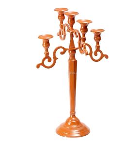 Derniers candélabres décoratifs à 5 bras en métal de couleur orange pour la décoration de mariage et de Noël Candélabres de sol - Product Image 1