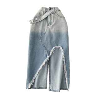 Women High Quality Denim Woven Wrap Skirt High Waist Casual 2-Piece Button Vintage Fashion Street Stylish Modern Mini - Product Image 6