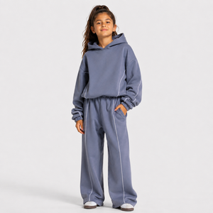 Pantalon de jogging décontracté surdimensionné gris glace à lignes contrastées pour garçon, en molleton respirant de qualité supérieure - Product Image 6