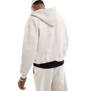 Sweat-shirt à capuche zippé pour homme de qualité supérieure, en molleton de coton, coupe oversize, style streetwear décontracté, avec logo personnalisé, fournisseur en gros - Product Image 4