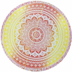 Tapiz Decorativo de Pared de Algodón con Estampado de Mandala en Degradado Naranja y Amarillo, por Indian Consigners - Product Image 4