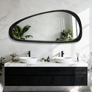 Sheesham Wood Walnut Mirror Industrial Geometric <b>Frame</b> Wholesale Moradabad - Product Image 2