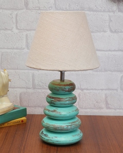 Antique algae multi-pebble wood table lamp white linen shade <b>rustic</b> hand-carved bedside light for farmhouse <b>home</b> <b>decor</b> wholesale - Product Image 3