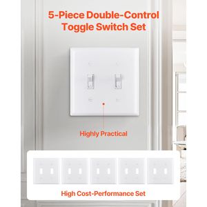 Unbreakable Polycarb Toggle Light Switch <b>Wall</b> <b>Plates</b> 2 Gang Switch Electrical Outlet Covers Standard Size 4.61in L X 4.53in H - Product Image 2