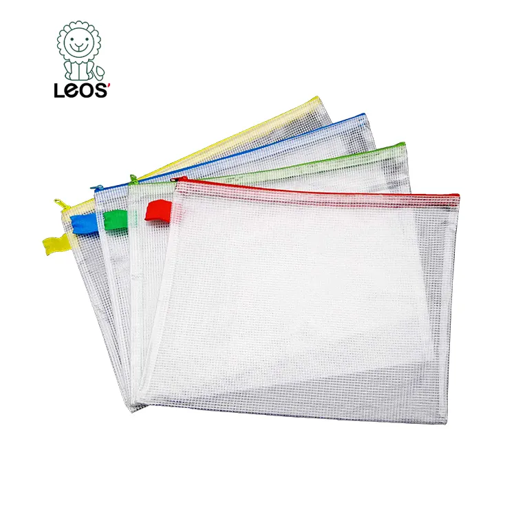 plastic mesh bag with custom logo in office stationery & document bag pvc pouch with zipper file folder bag