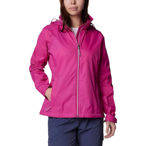 Chaqueta Cortavientos Rosa Fucsia para Mujer, Impermeable, con Capucha, Detalle de Cremallera en Contraste, Ropa Deportiva, Chaqueta Deportiva para Exteriores - Product Image 1