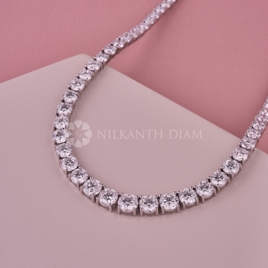 Collier élégant en diamant de laboratoire, collier à coupe ronde, collier en or blanc, bijoux en diamant pour femmes - Product Image 3