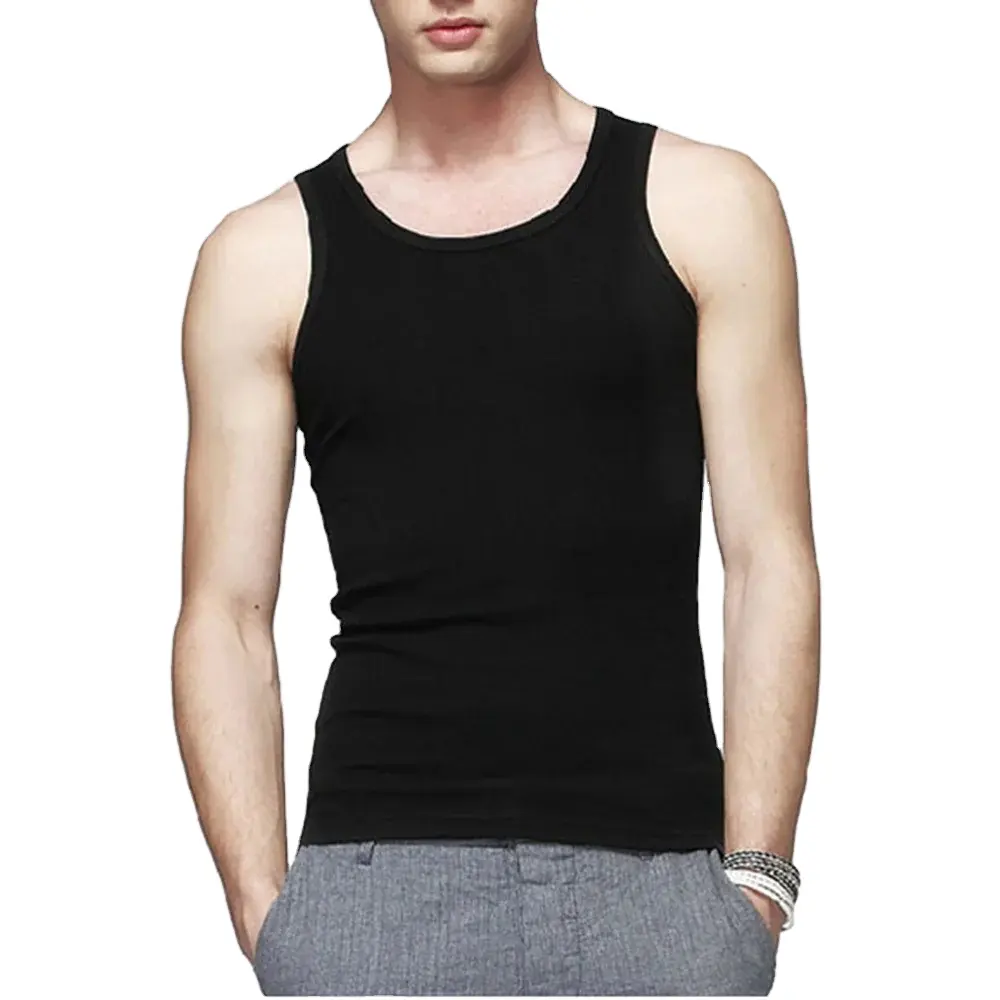Mode Man Basic Vesten Tank Tops Zomer Sport Gym Muscle Mouwloze O-Hals Training Effen T-Shirt T-Shirts Vest Voor Mannen Kleding