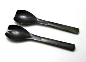 Juego de 2 servidores de ensalada de cuerno, diseño de primera calidad, hechos a mano con cuerno natural de búfalo, a un precio asequible. - Product Image 2